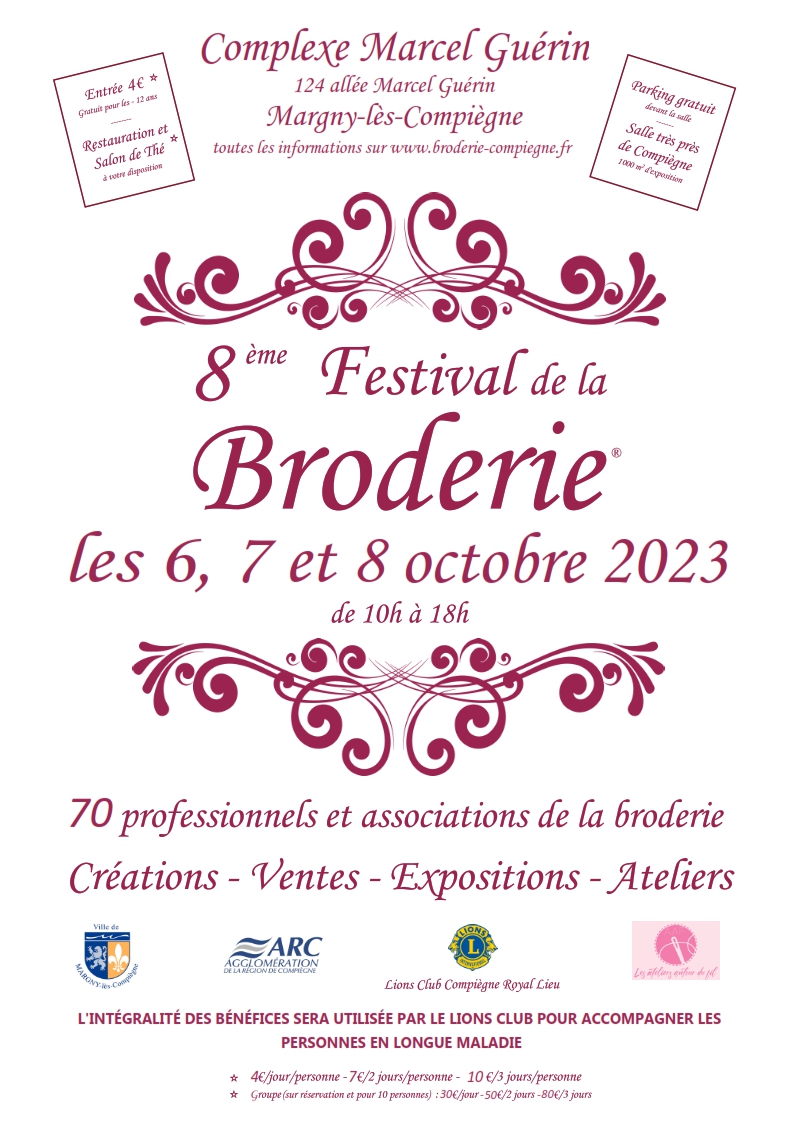 8EME FESTIVAL DE LA BRODERIE annoncé sur l'Agenda du Fil - agendadufil.fr